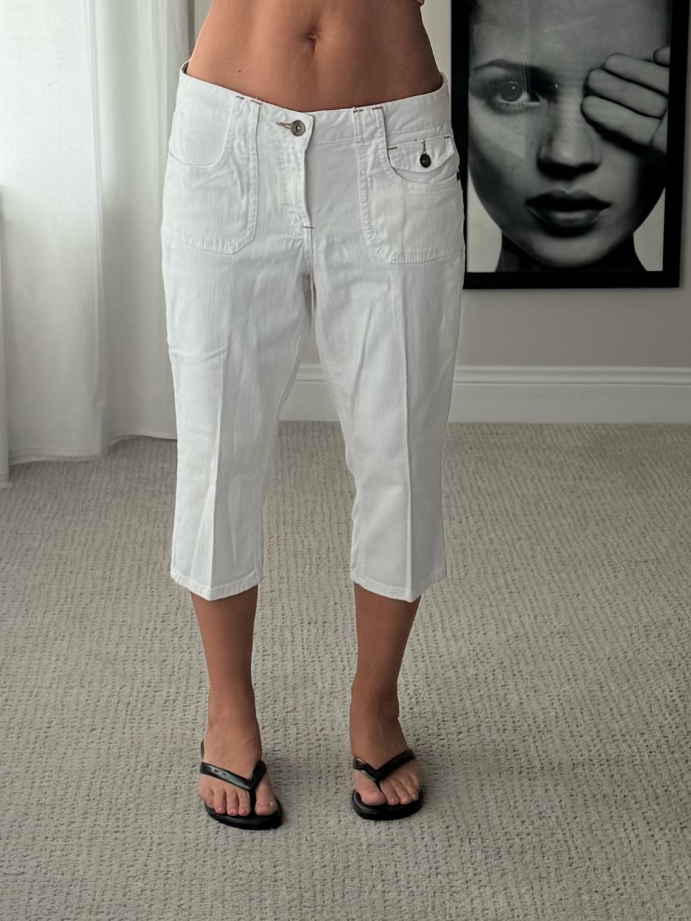 Royalty For Me White Women's Cargo Capri Pants